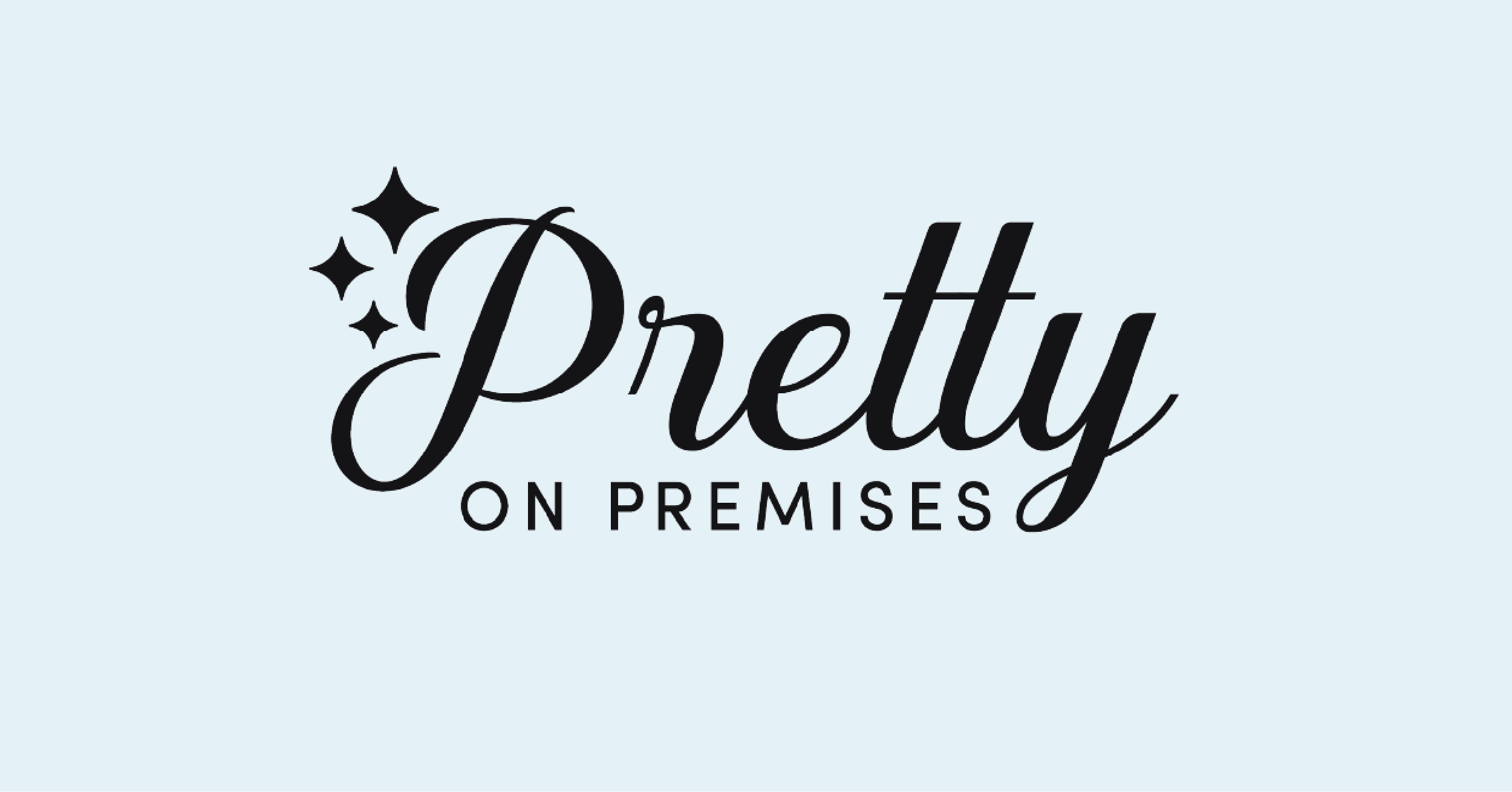Refreshed Pretty on Premises logo with a clean script wordmark and sparkle details